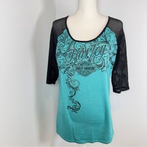 Harley Davidson Woman’s Mesh 3/4 Sleeve Tee